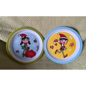 Vintage Citrus Grove Set Of 2 Kids Christmas Elf 8.5" Decorative Plates